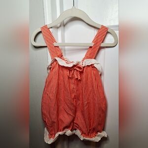 Vintage 80s Adorable Striped Baby Romper Made in Canada (18 mo)